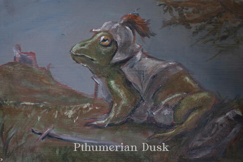 Sir Frog, acrylics and oil on board, 2024