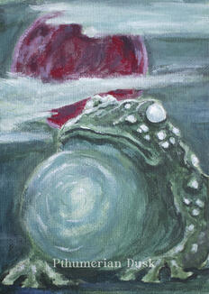 Eldritch Frog, acrylics on canvas board, 2025